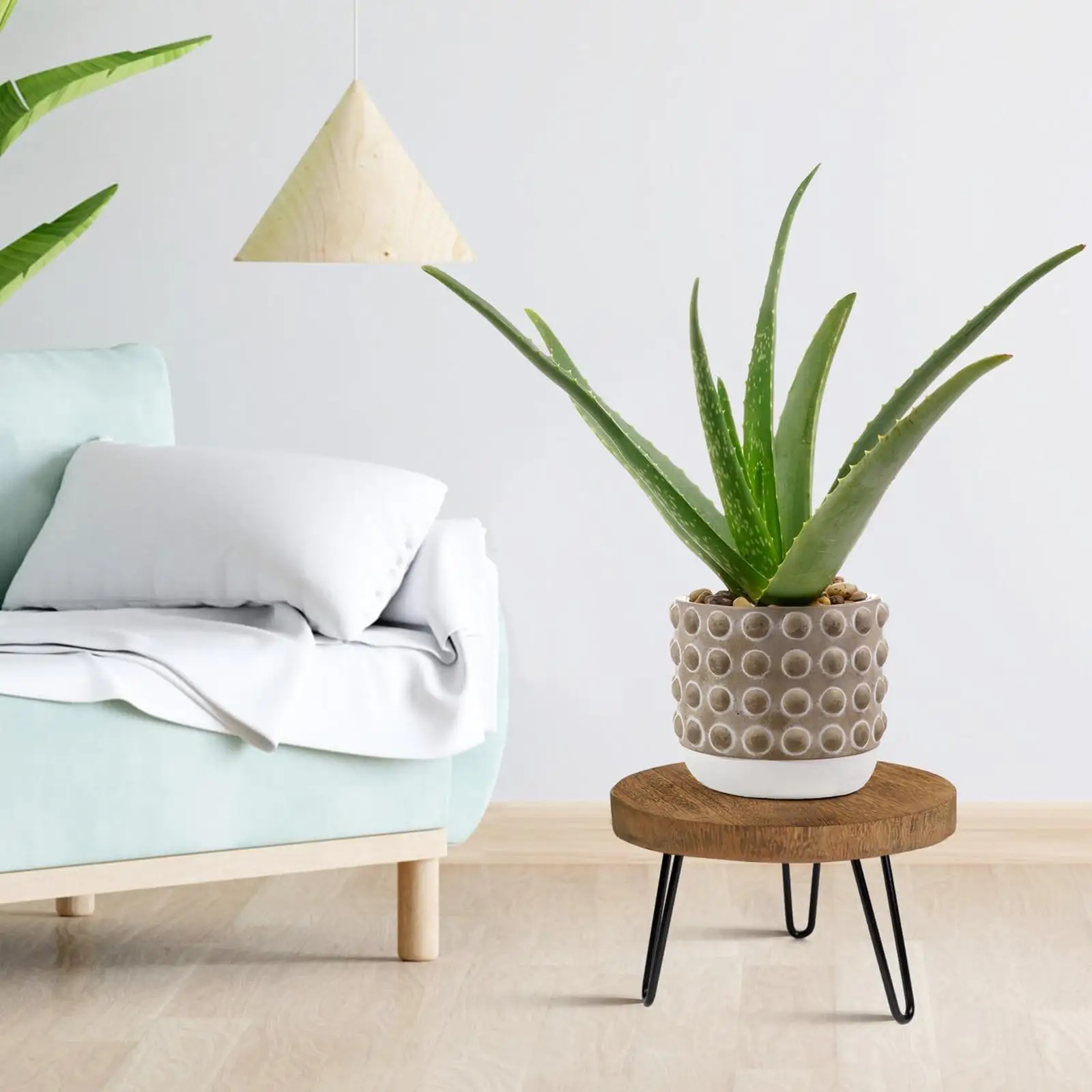 

Wooden Plant Table Pedestal Flower Pot Stand Compact Furniture for Indoor Outdoor Corner Gardening