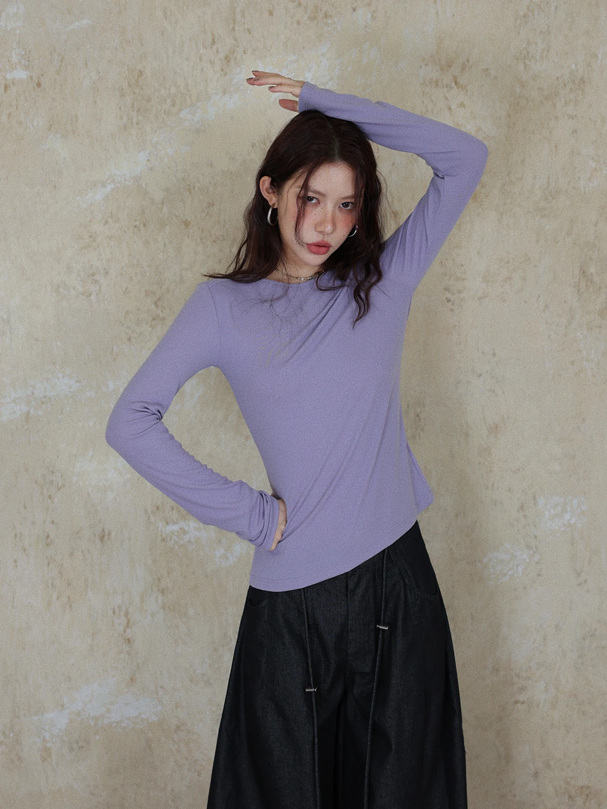 

Женская повседневная футболка DR Comfortable Tee-Color с длинным рукавом и круглым вырезом, легкая, базовая, для весны