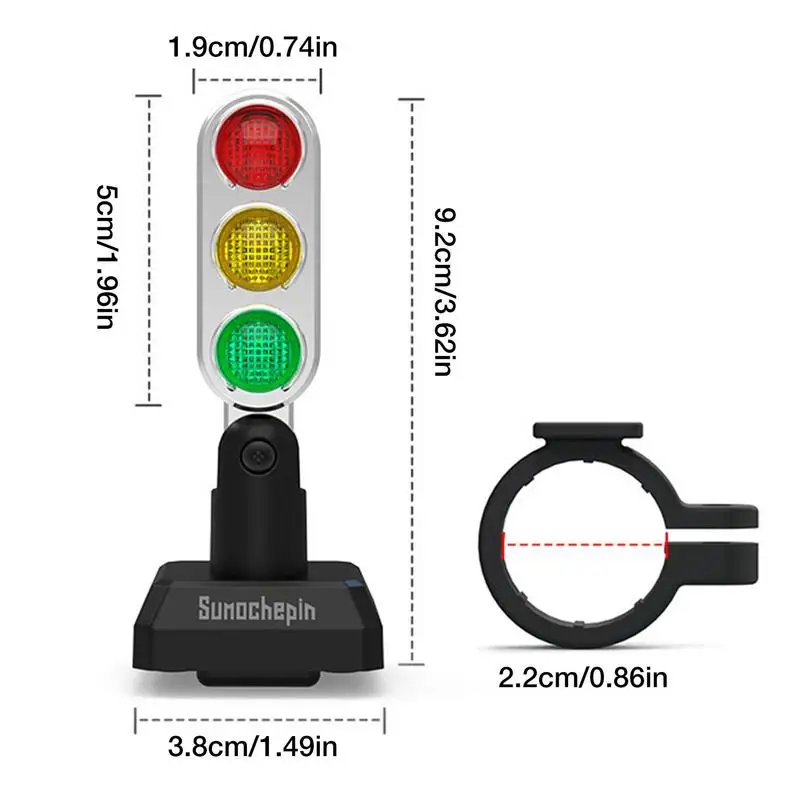 Motorcycle Traffic Light Lamp Helmet Decorate Traffic Lights Adjustable Mini Stop Warning Signal Light For Motorcycle Handlebar