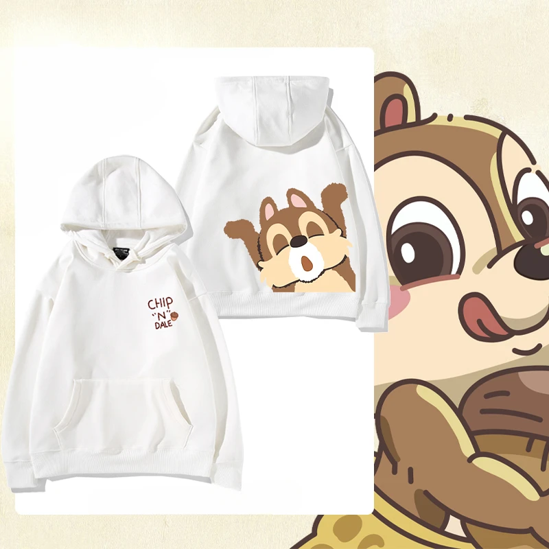 

Stylish Unisex Long Sleeve Hoodie Couples Sweatshirt Cute Chip an' Dale Anime Relaxed Fit Comfortable Look Perfect for Lazy Days