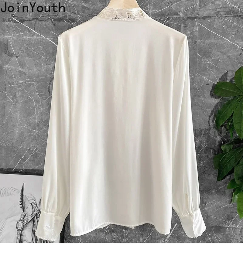 Temperament Blouse Women Chinese Lace Embroidery Shirts Chic Hollow Out Vintage Long Sleeve Blouses Tops White Blusas De Mujer