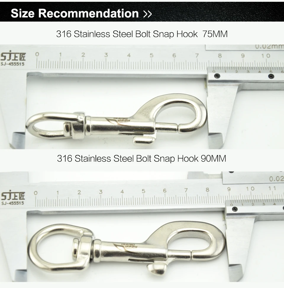 1PCS/3PCS KEEP DIVING 75/90MM 316 Edelstahl Bolzen Snap Haken Clip Tauchen Haken BCD zubehör Tauchen Ausrüstung – Detail 2