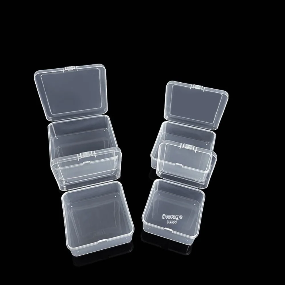 New Square Transparent Storage Box Plastic Transparent Small Items Case 10 Sizes Fishing T