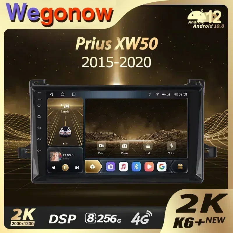 Ownice k6 + 2k para toyota prius xw50 2015 - 2020 rádio do carro reprodutor de vídeo multimídia navegação estéreo gps android 12 não 2din dvd