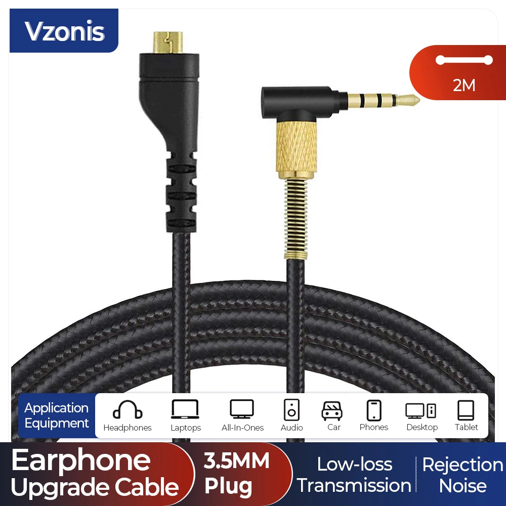 Works With Celery Ice Arctis 3 5 7 Gaming Headphone Cable Audio Replacement Cable 2m 3.5mm Male Cable