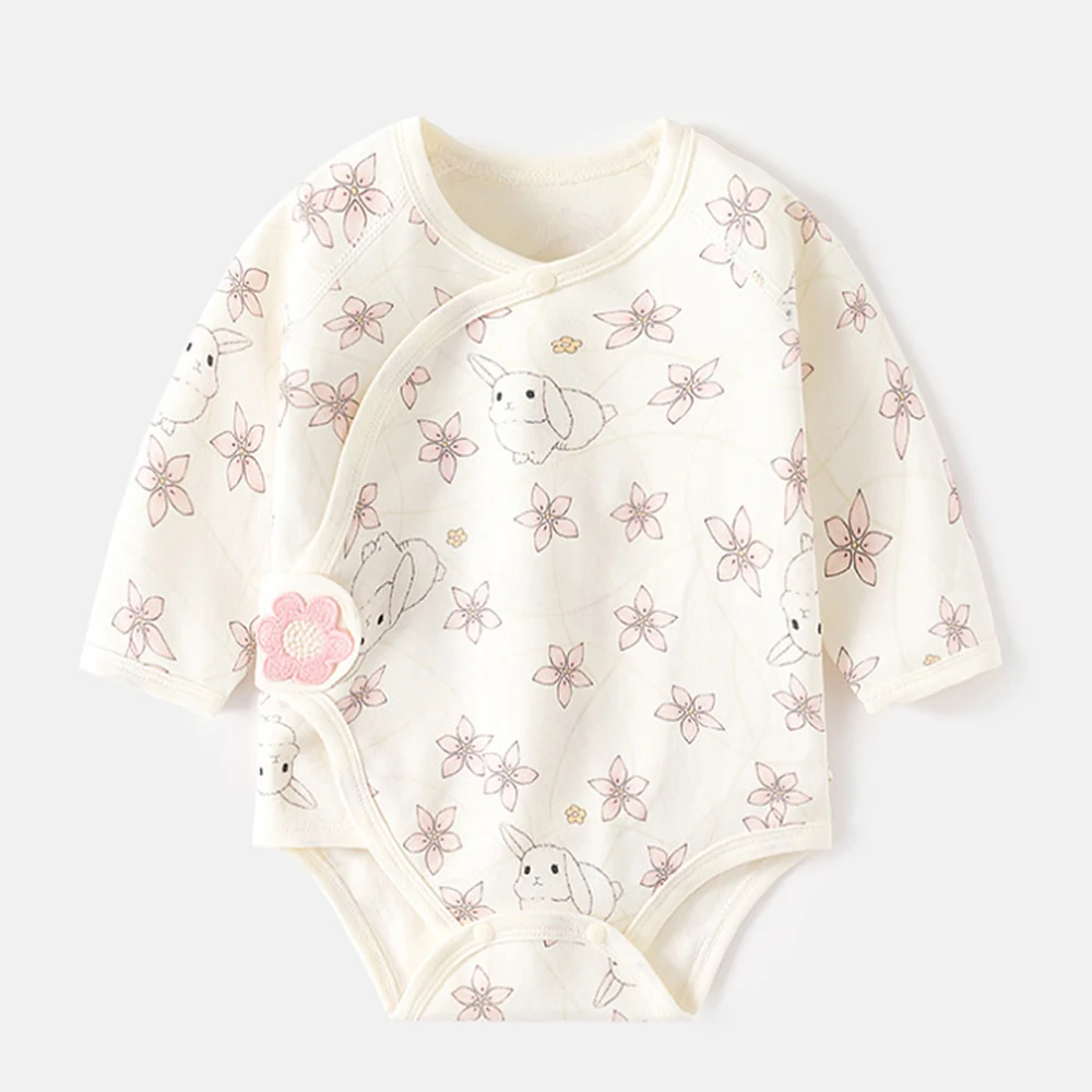 Long Sleeve Baby Bodysuit Cotton Cute Floral Animal Print Baby Girl Autumn Clothes Newborn Boy Romper