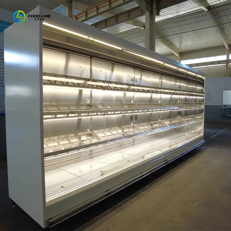 Stainless Steel Upright Display Refrigerator Digital Control Adjustable Shelves for Supermarket Remote Open FL Customized