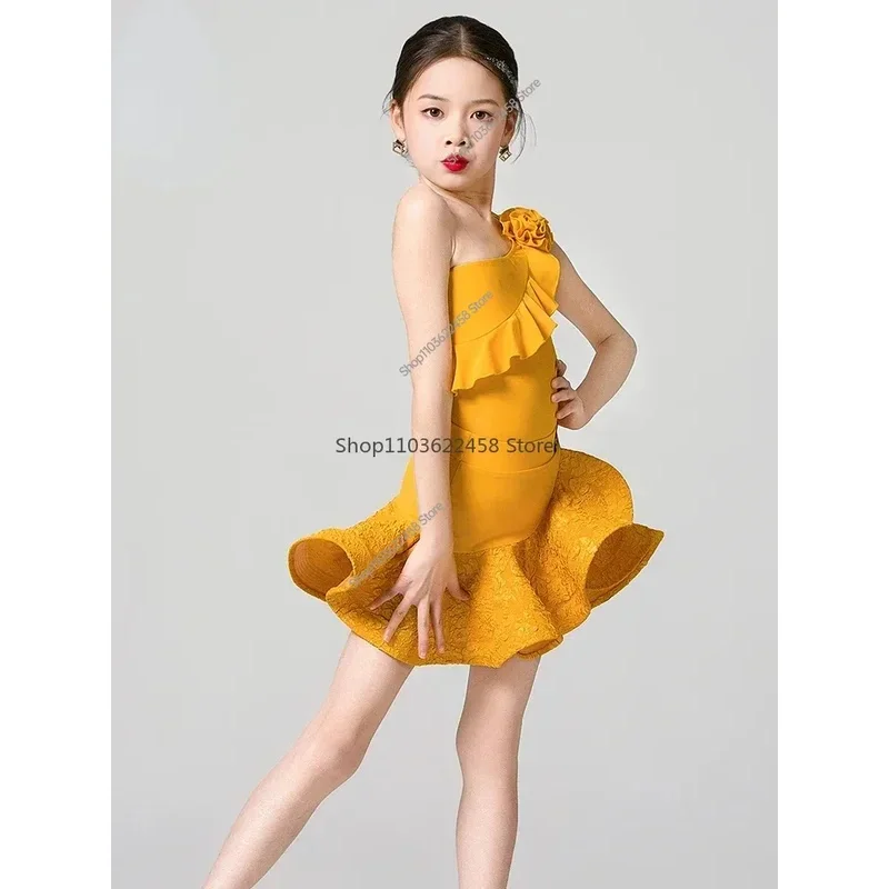 전문 경쟁 탱고 삼바 라틴 댄스 의상 소녀 어린이 차차 룸바 볼룸 댄스 복장 어린이 성능 정장