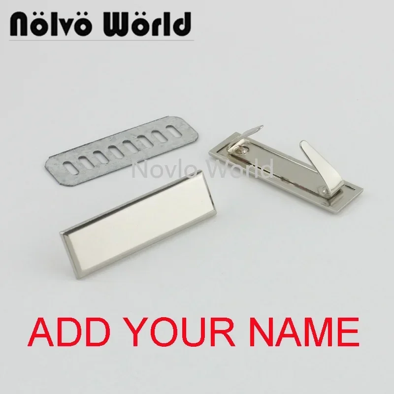 20-100PCS Engrave YOUR NAME 45*13MM Metal Label Long Rectangle Purses Label Tags Metal Logo For DIY Handbag Bags Metal Labels