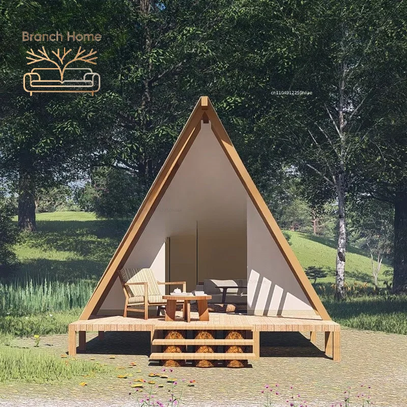 Four Seasons Triangle Wood Tent: High Wind Resistant Solid Wood Structure