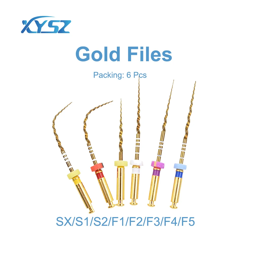 

XYSZ Dental Instrument Heat Activation Super File Gold Rotary Flexible Engine Taper Files Root Canal Dentist Tool Material