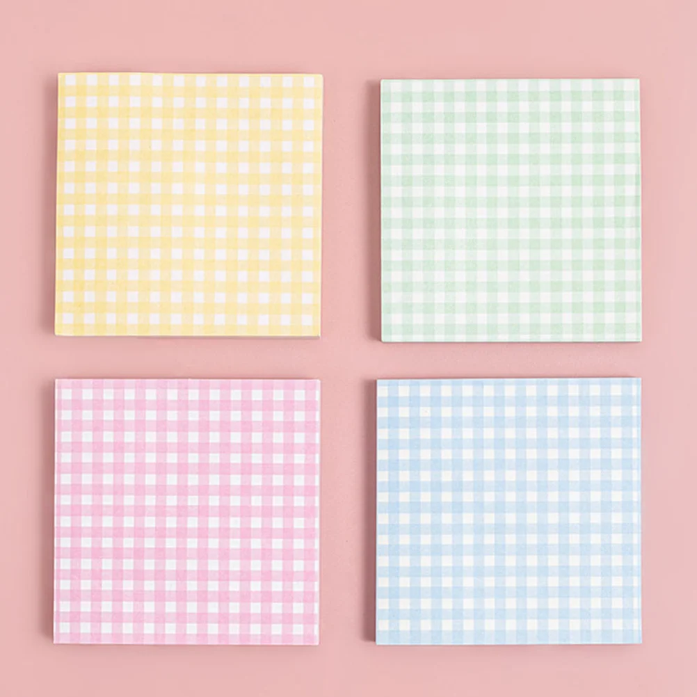 

4 Books Plaid Element Nonstick Memo Pads Non-stick Schedule Planning Paper Portable Small