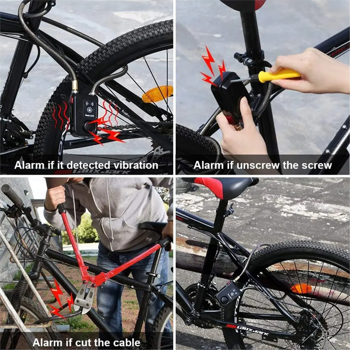 B72ABG Bluetooth Smart Bike Lock Waterproof Anti Theft Password Lock Stainless Steel Chain Security Prompt for Bicycle Cycling