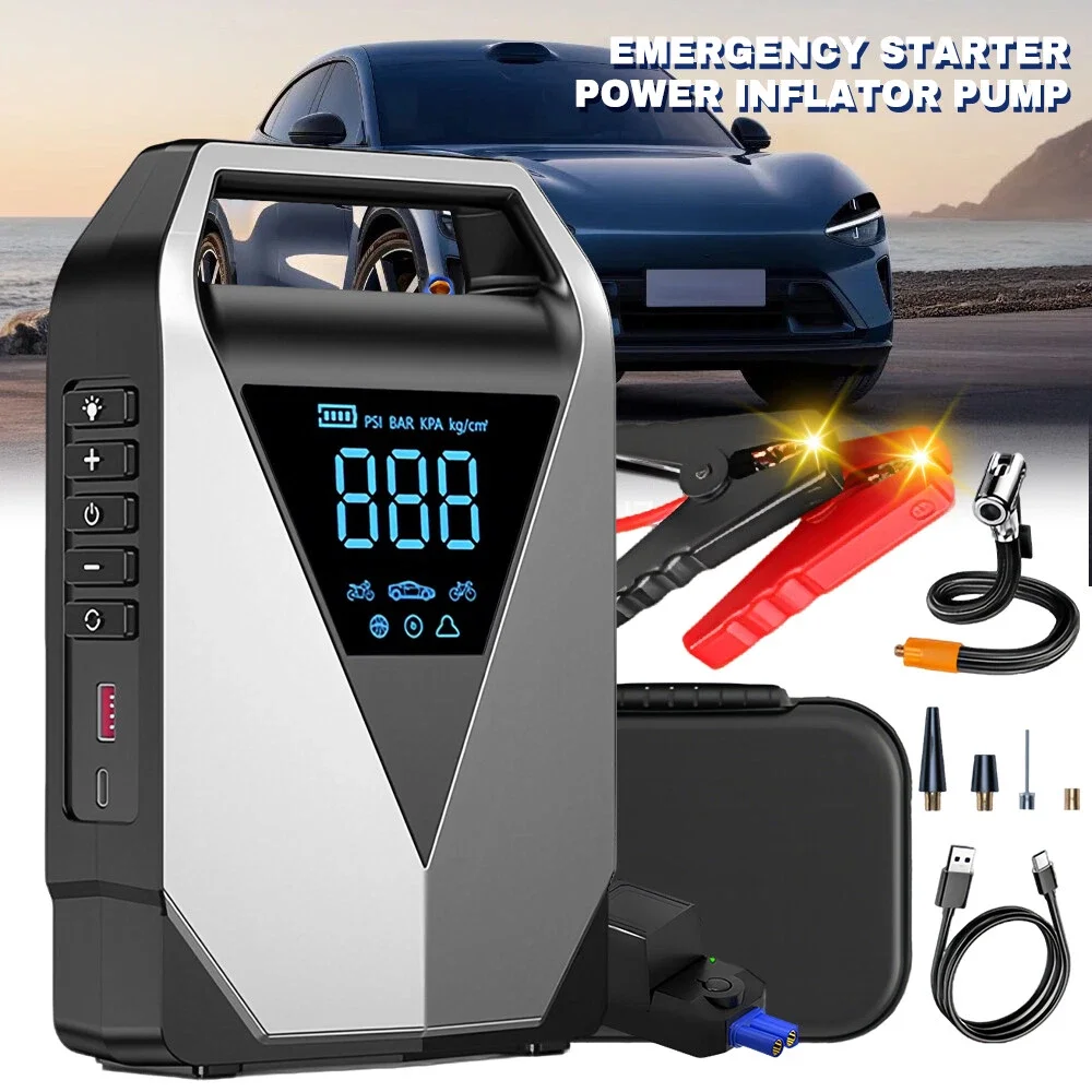 

Portable Car Jump Starter Air Pump 150PSI Air Compressor Tire Pump 2500A Car Battery Booster Auto Starting Device 12V Jump Pack