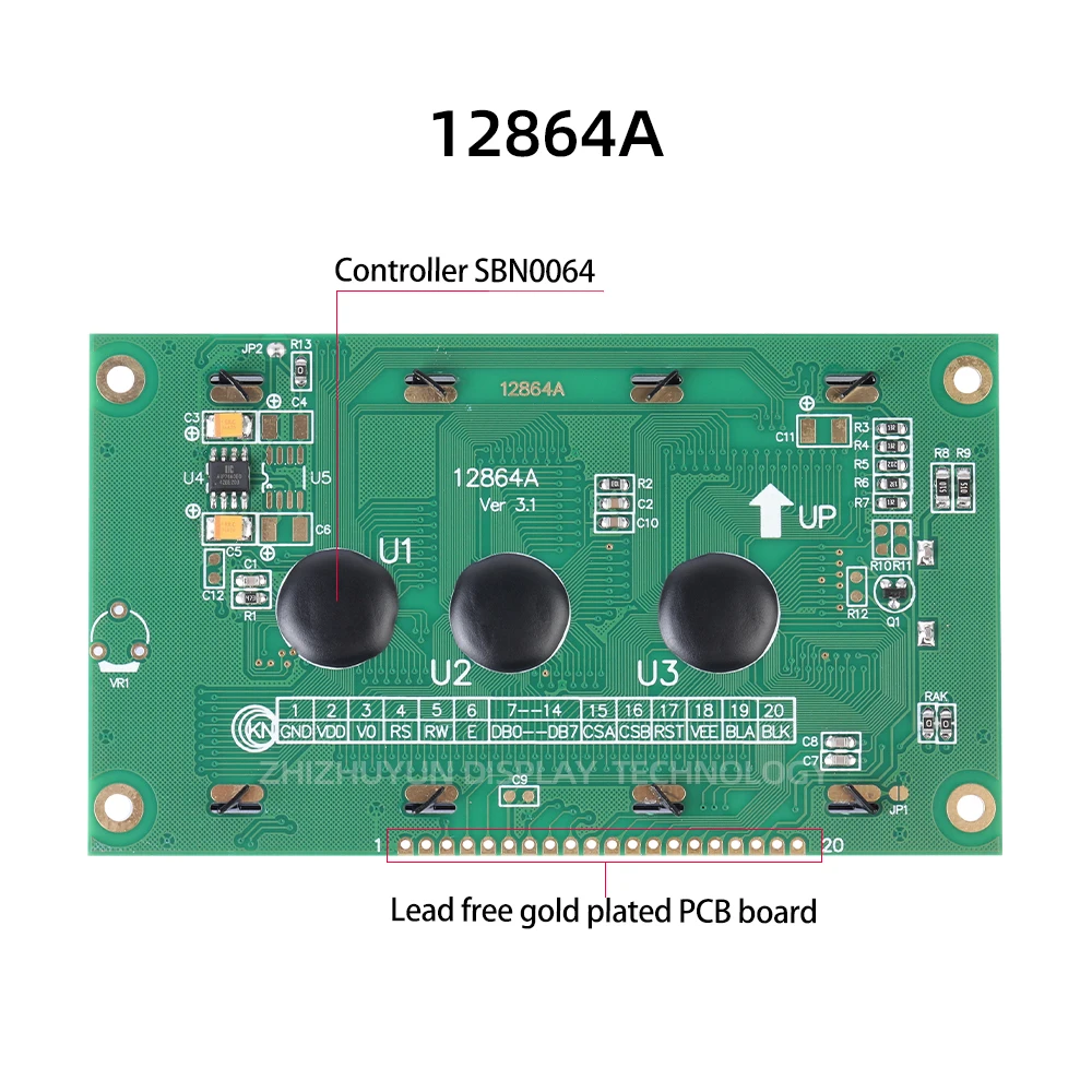 STN Grey Film Blue Letter 5V 128*64 Dots LCD Module 5V NT7108C Parallel Port 12864A LCD Display With Backlight