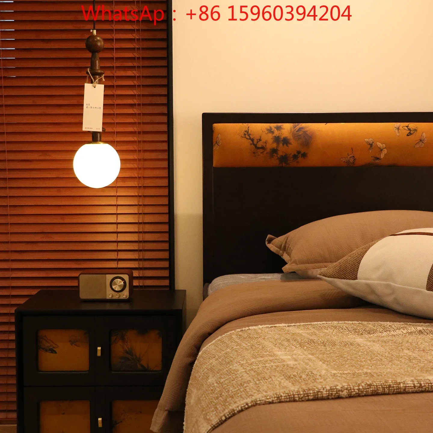Yiluban medium and ancient wind retro all solid wood double simple French master bedroom marriage  1.8 meters