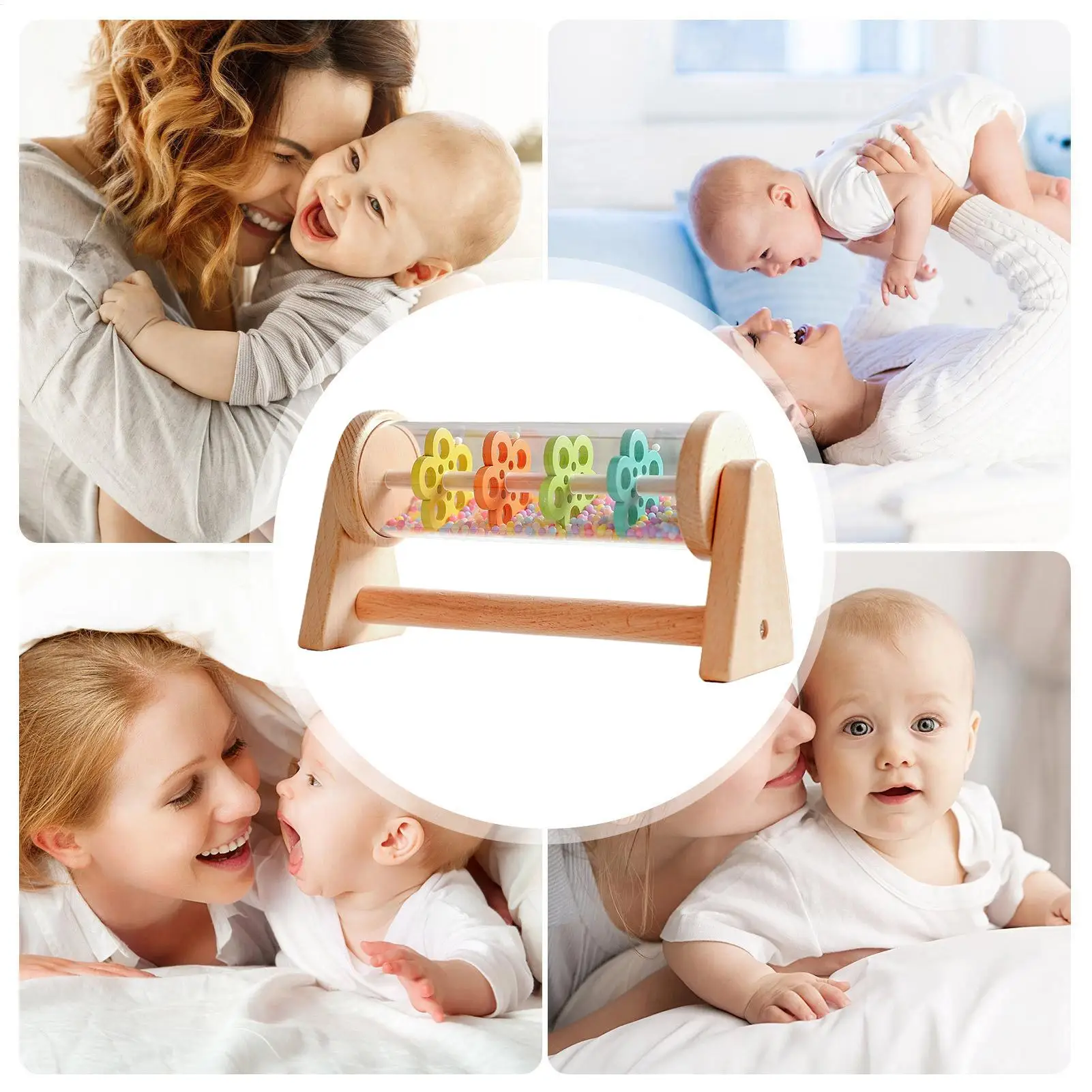 Chocalho do bebê montessori brinquedos arco-íris chuva vara ampulheta chuva música instrumento musical colorido sensorial brinquedos educativos para criança