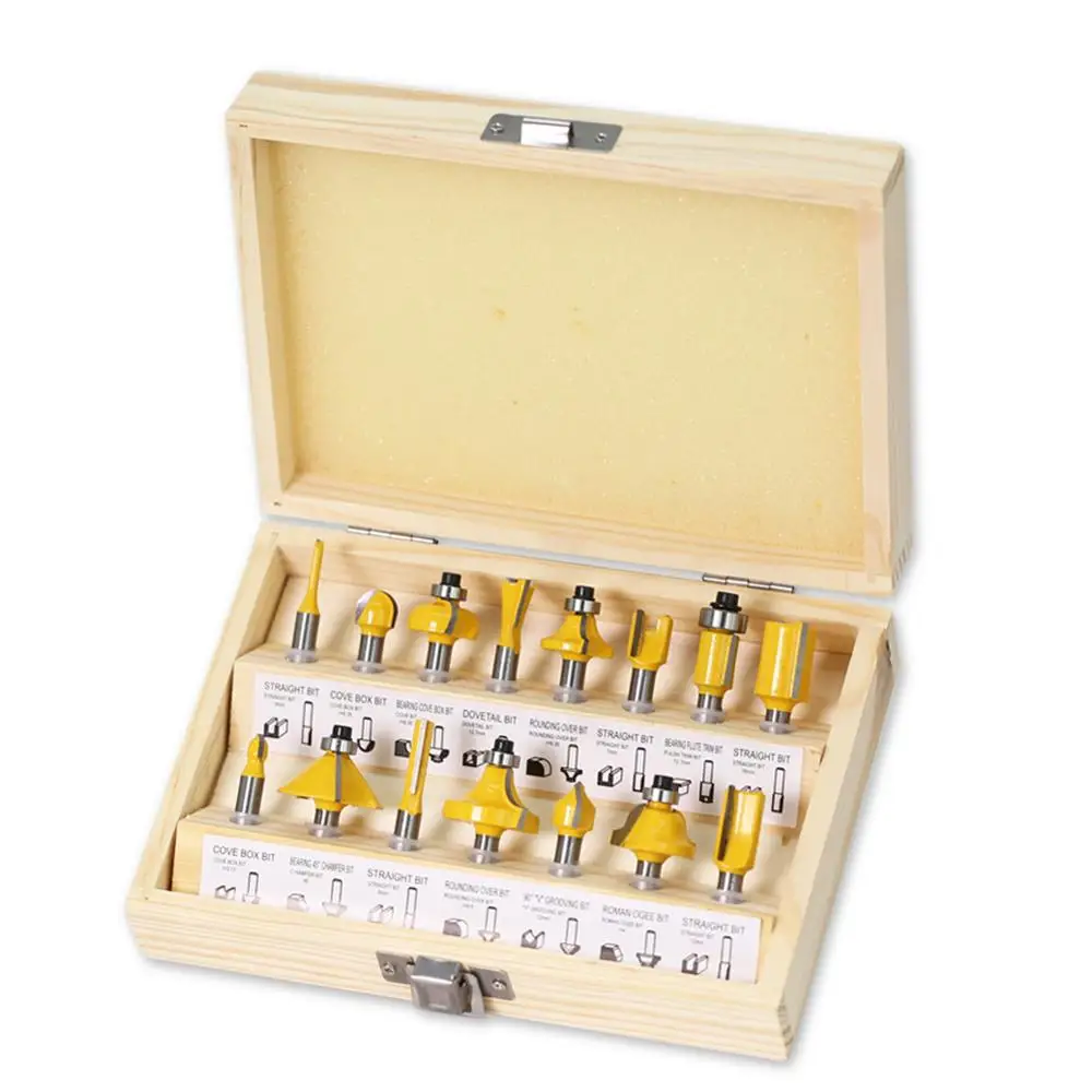 

HILIXUN 15pcs1/4inch Router Bit Set Trimming Straight Milling Cutter for Wood Bits Tungsten Carbide Cutting Woodworking