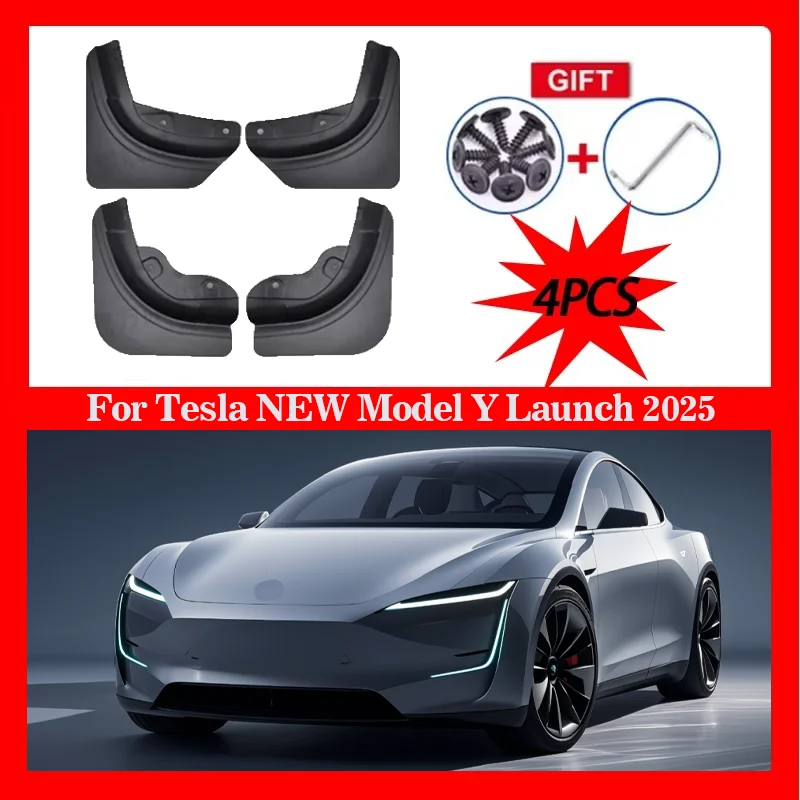 4PCS Car Mud Flaps For Tesla New Model Y Launch 2025 Mudguard Splash Guards Fender Mud Flaps Front Rear Fender Wheel Cover