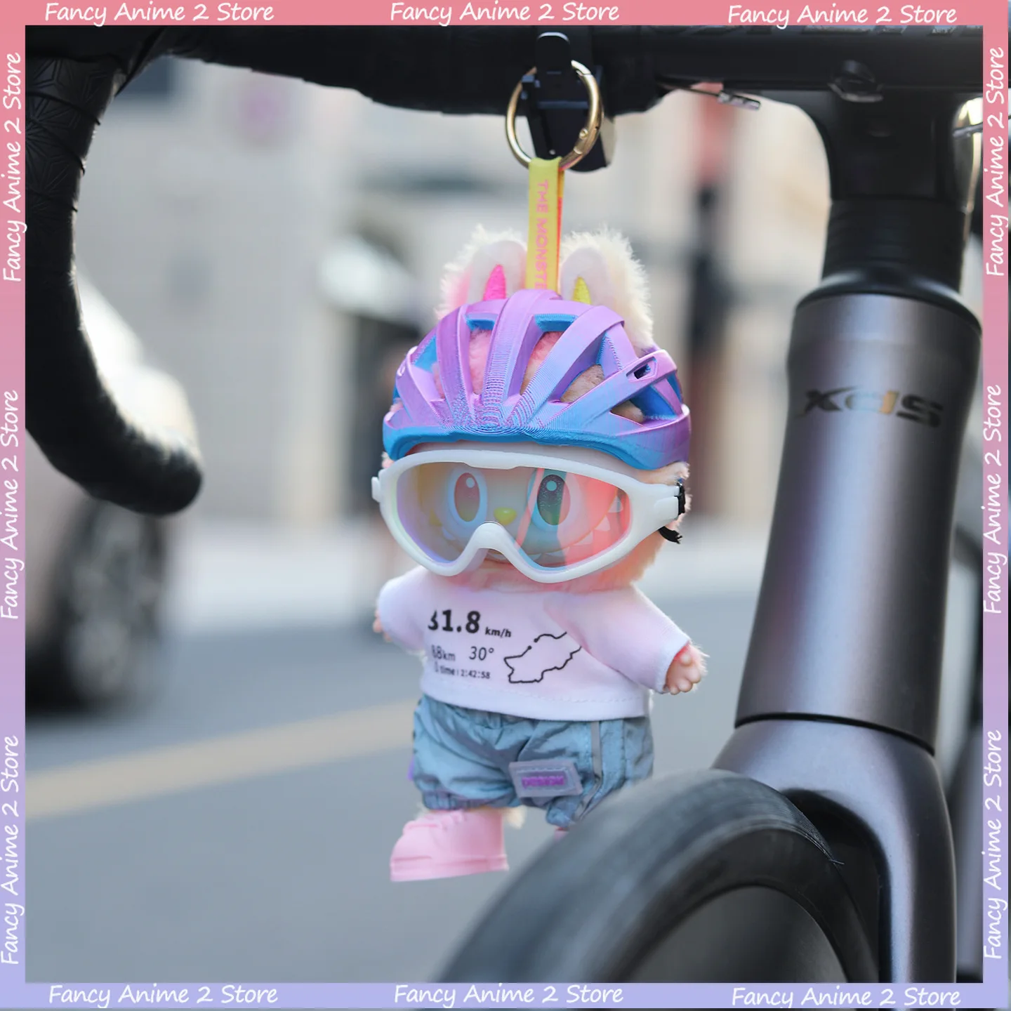 

Cool Cycling Helmet Goggles Clothing Set Outfit for V1 V2 V3 Labubu Dolls Accessories Single Bicycle Partner Fashion Decoration