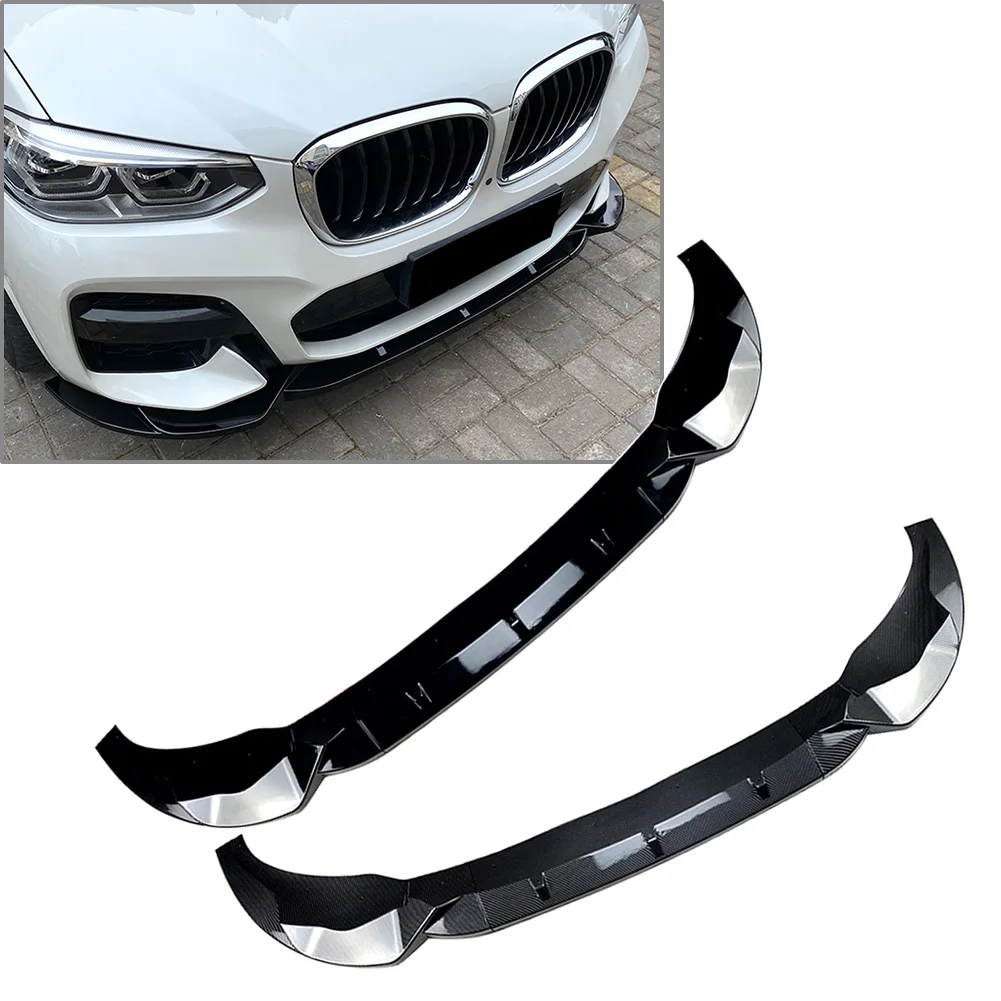 

Glossy Black/Carbon Fiber Car Front Bumper Lip Spoiler Splitters Body Kit For BMW X3 G01 X4 G02 M-Sport 2018 2019 2020 2021