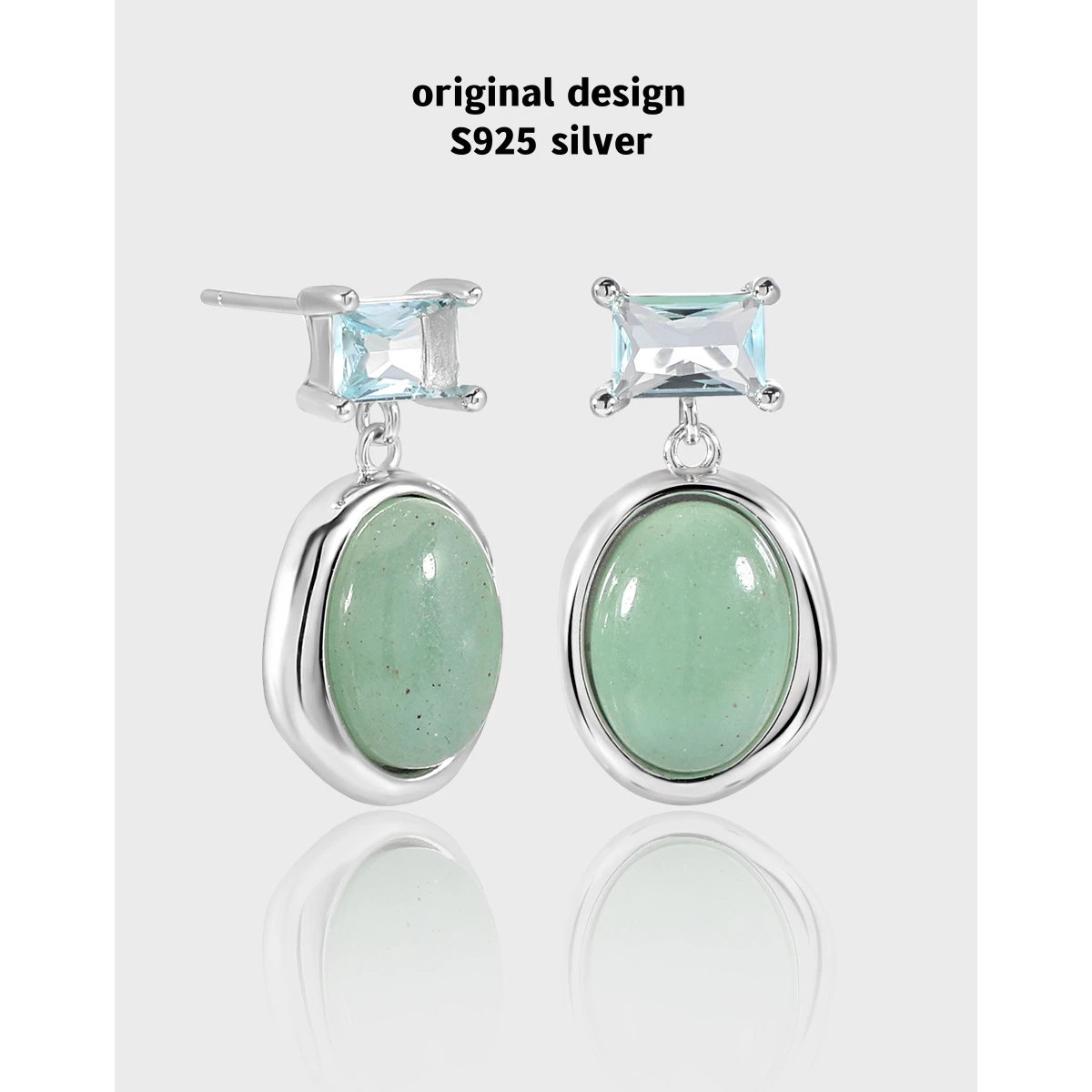 

Hot Selling S925 Sterling Silver Oval Inlaid Aventurine Stud Earrings for Women Elegant Fashion Jewelry High-end Gifts