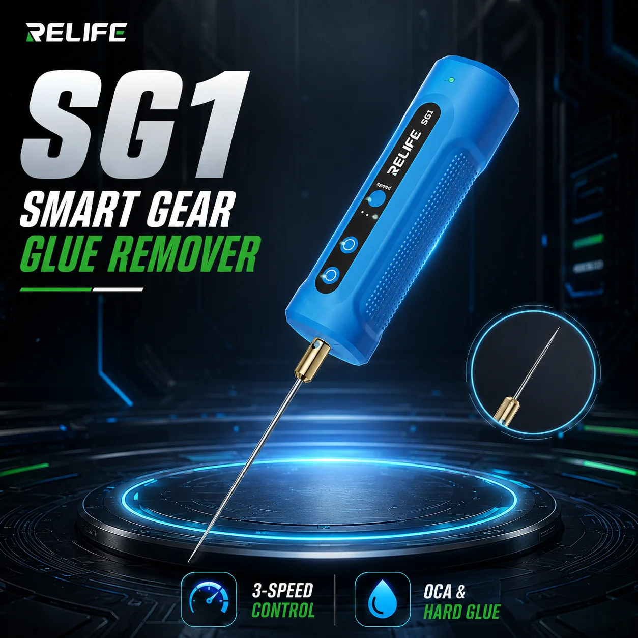 RELIFE SG1 Intelligent Gear Glue Remover 3-Speed OCA Adhesive Degumming Machine for Curved Screen Mobile Phone Repair Tool