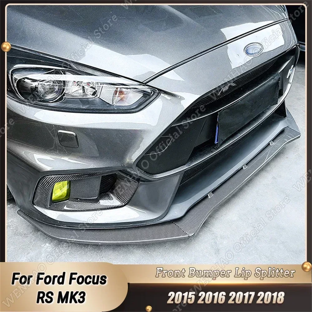 3Pcs Car Front Bumper Lip Splitter Spoiler Body Kit Tuning For Ford Focus RS MK3 2015 2016 2017 2018 ABS Gloss Black/Carbon Look