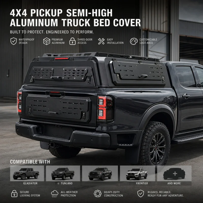 High Quality Half-Height Three-Door Hardtop Canopy Waterproof Locking Galvanized Steel Aluminum