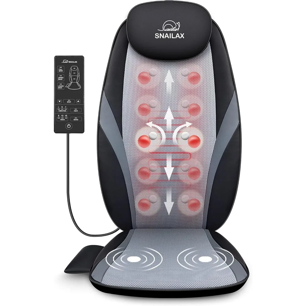 

Heated Shiatsu Massage Cushion for Chair - Kneading Back Massager for Home and Office Comfort