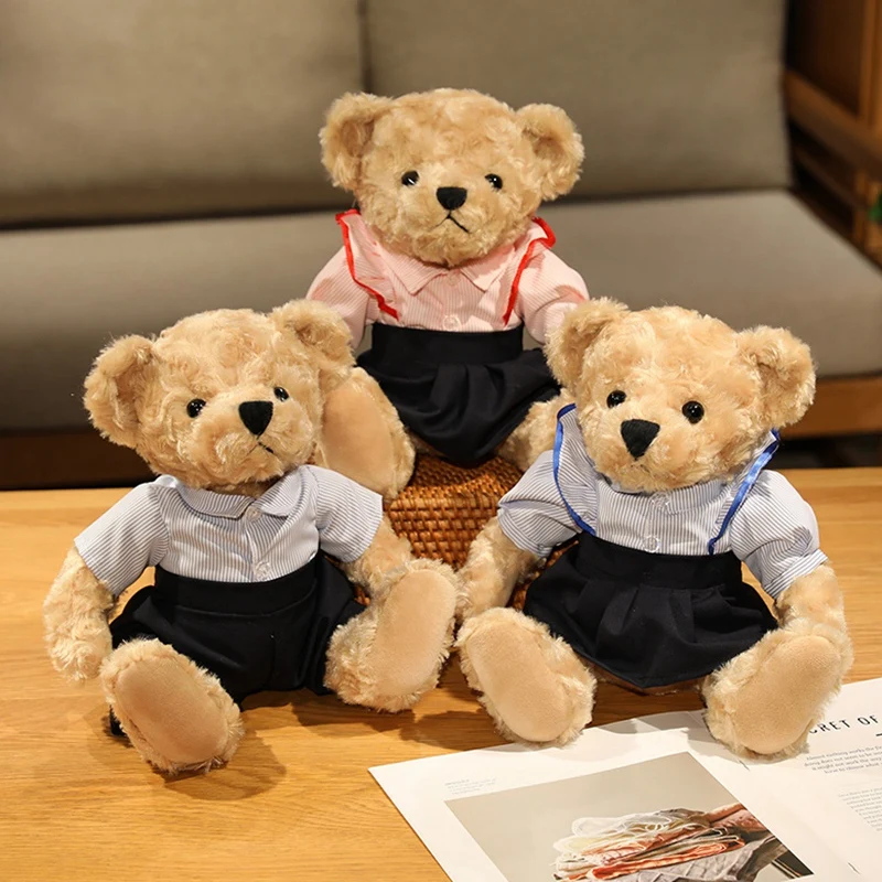 25cmのかわいいカラフルな服を着たクマのぬいぐるみ、抱き枕、誕生日プレゼント、女の子の家のリビングルームや寝室に最適なテディベア