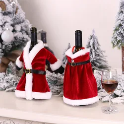 Dress Style  Christmas Red Wine Bottle Covers Santa Claus Coat Champagne Cover for Xmas Home Party Dinner Table Decoration