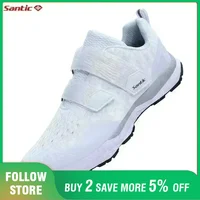 Santic zapatos de ciclismo multiusos para correr SPD, zapatos de ocio para interiores, suela de goma, diseño de bucle de gancho, zapatillas de deporte de tela de malla 3D Unisex