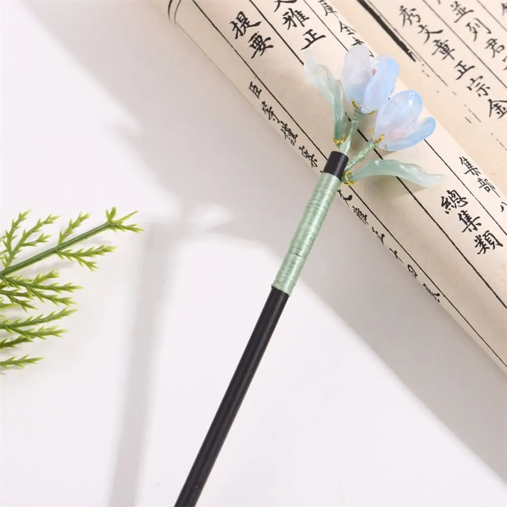 Wooden Tulip Flower Hair Stick Chinese Style Headwear U Shape Hair Stick Hairstyle Design Tool Hairpin Ancient Style Hairpin