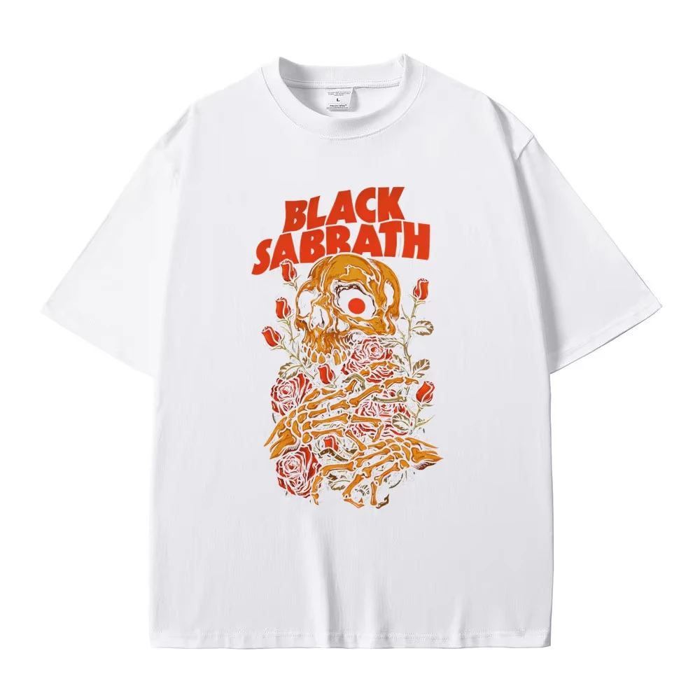 Black Sabbath Heavy Metal Rock Band Skull Print T-Shirt, Unisex, Vintage Gothic Loose Fit Streetwear Women And Men T-Shirt
