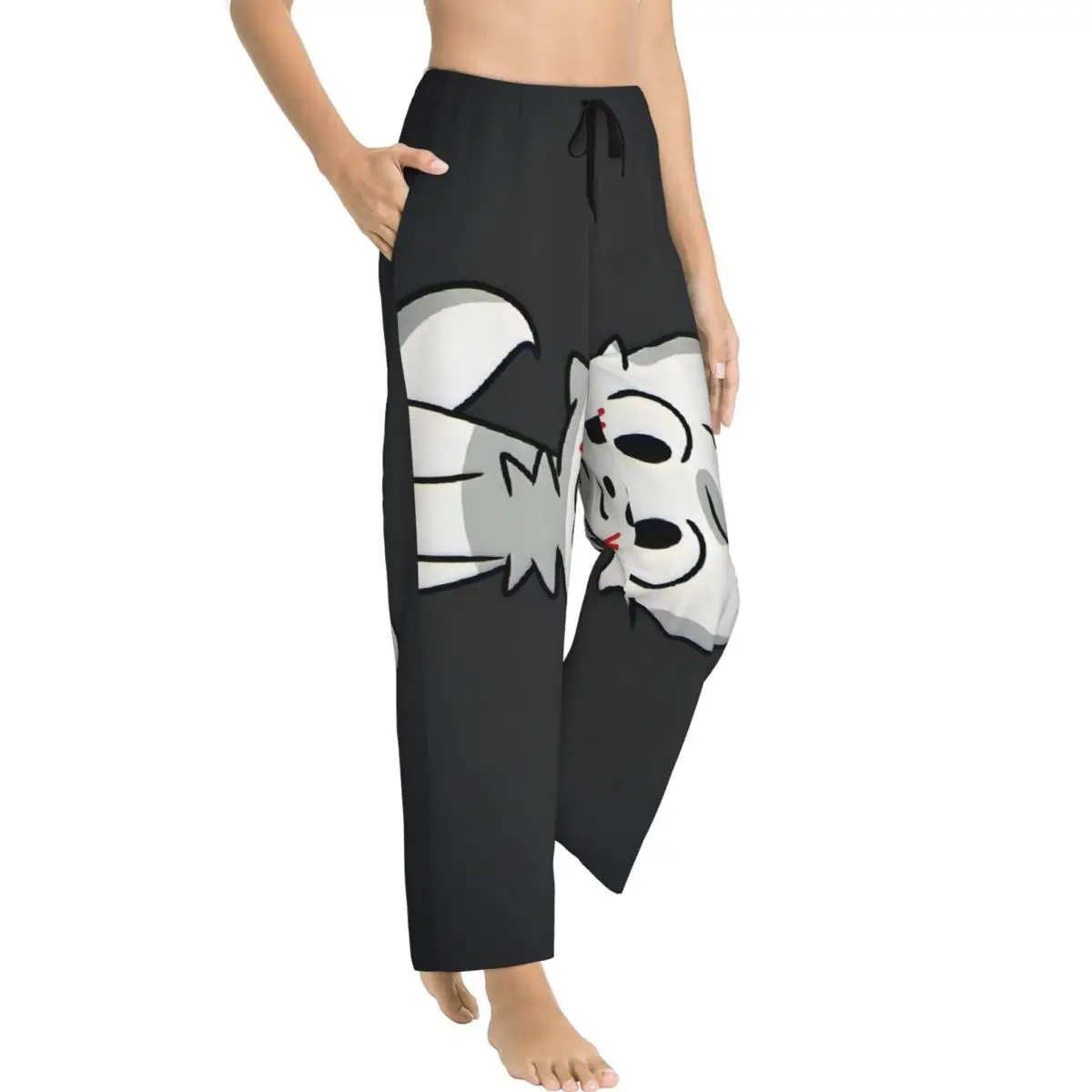 Custom Boykisser Silly Cat Pajama Pants Women Cute Cartoon Sleepwear Lounge Sleep Bottoms Stretch with Pockets view 4