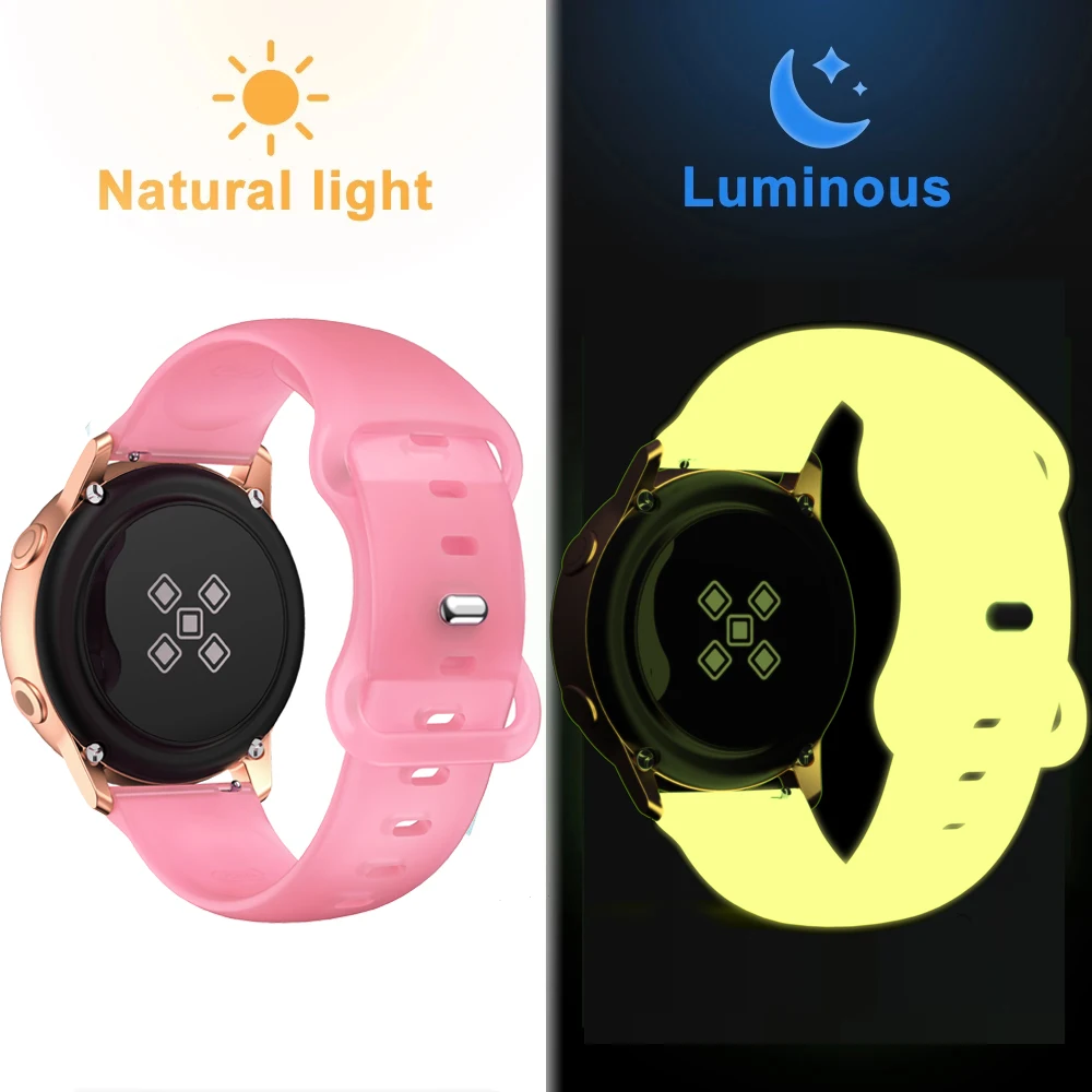 20mm For Garmin Venu SQ Sport Luminous Glow Wristband Forerunner55 645 245 158 Vivoactive 3 4 Silicone Bracelet Strap Venu2 Plus