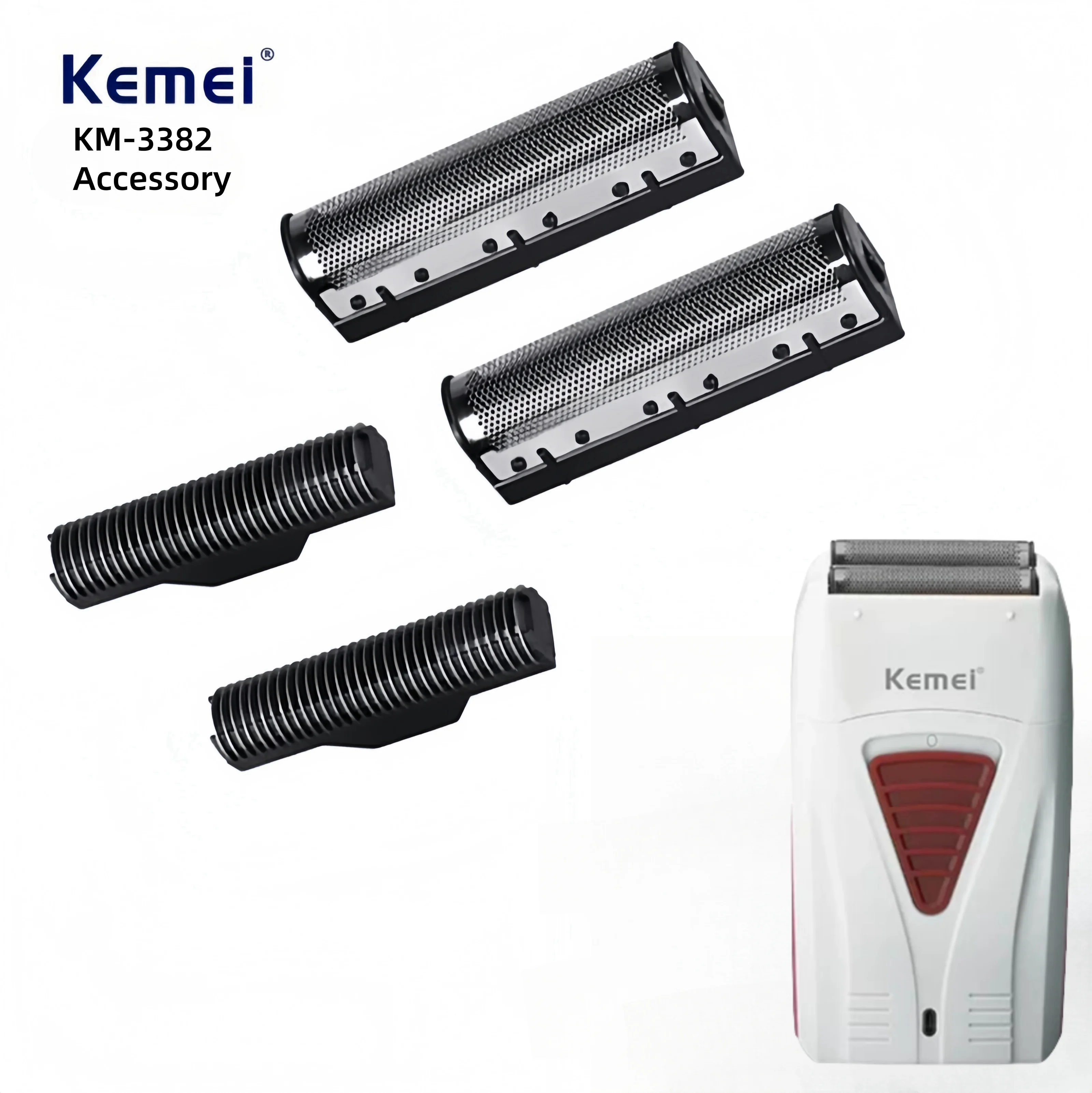 kemei KM-1102 3382 Professional Hair Clipper Replacement Parts, Knife Head and Knife Net Hair Clipper Replacement Blade