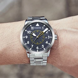 Military Men Watches Automatic Mechanical Auto Date Luminous Luxury Stainless Steel Band Simple Male Business Dress Wristwatch