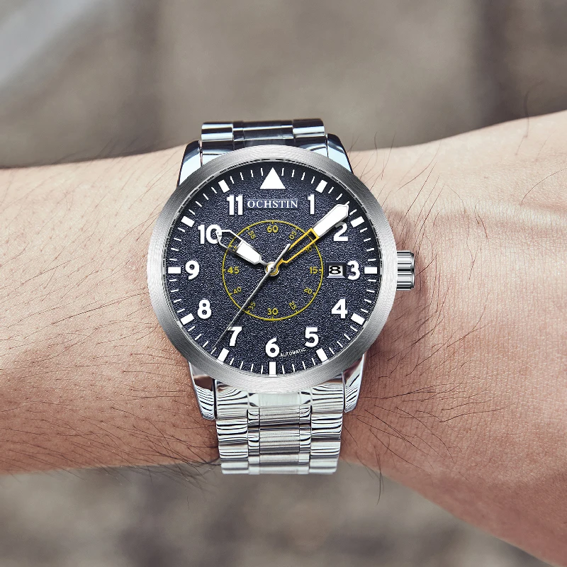 Military Men Watches Automatic Mechanical Auto Date Luminous Luxury Stainless Steel Band Simple Male Business Dress Wristwatch