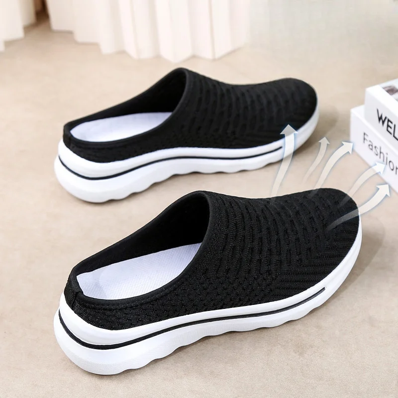 Half Mug Sports Casual Shoes Women Breathable Mesh Shoes Summer New Style Soft Soled Old Beijing Cloth Shoes