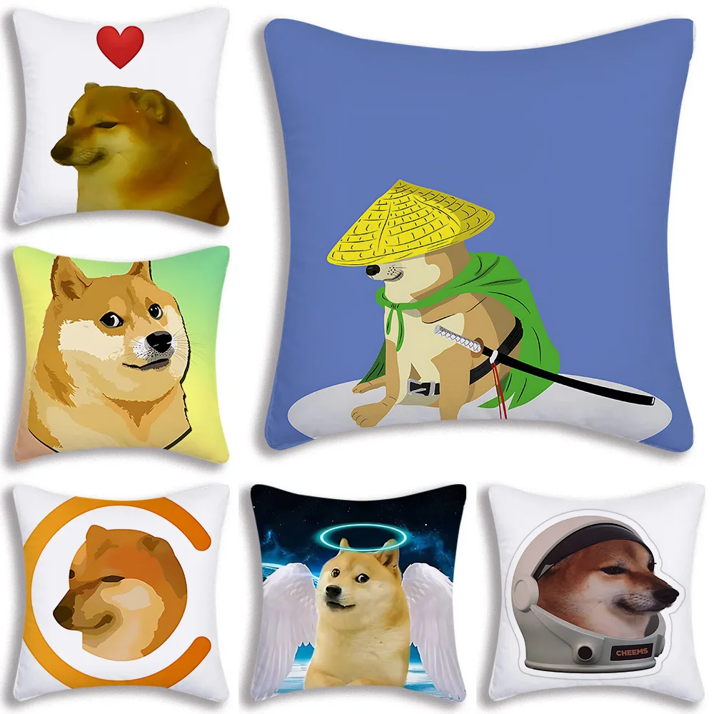 

Cheems Pillow Covers Cartoon Sofa Decorative Home Double-sided Printing Short Plush Cute Cushion Cover