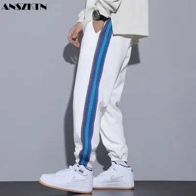 

ANSZKTN 350g high spring silk composite autumn and winter handsome bunched foot casual pants, long pants, sweatpants, tracksuit