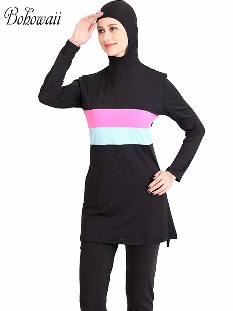 BOHOWAII Burkini para mujer, traje de baño musulmán de talla grande, Borkini, gorro de Hijab, modesto