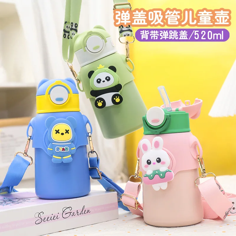 

New Cartoon Doll Kindergarten Children's Straw Water Cup Large Capacity, Baby Thermos Cup Drinking Cup