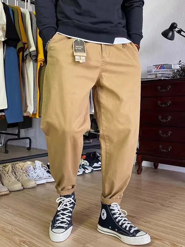 

American Retro Large Size Casual High End Work Pants Men's Spring Autumn Straight Loose Trendy Harlan Trousers