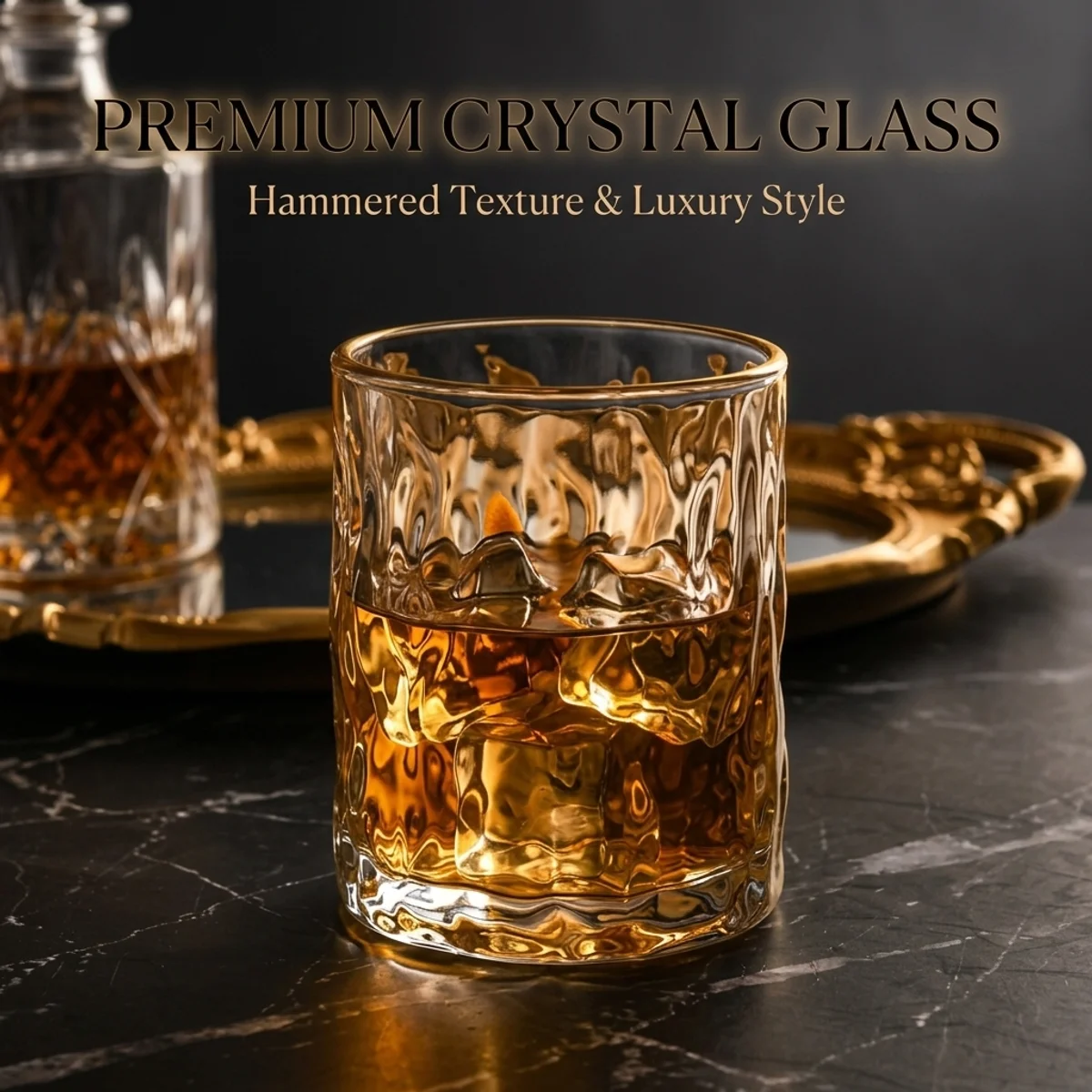 High-Quality Whiskey Glass–Lead-Free Crystal, Handcrafted Hammered Finish, Reinforced Durability,Ergonomic Grip