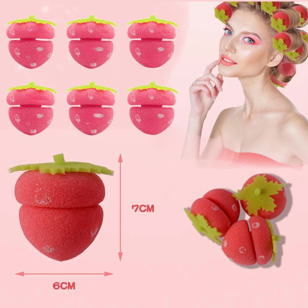 Strawberry Sponge Hair Rollers Heatless Curlers for Overnight Curls Gentle on Hair Easy Use Bouncy Waves Loose Curls