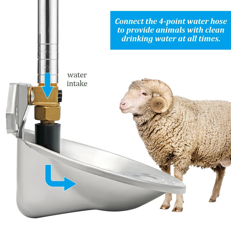 Automatic Sheep Water Bowl Stainless Steel Drinking Goat Lamb Drinker Water Bowl With Copper Valve Farm Animal Feeding Equipment