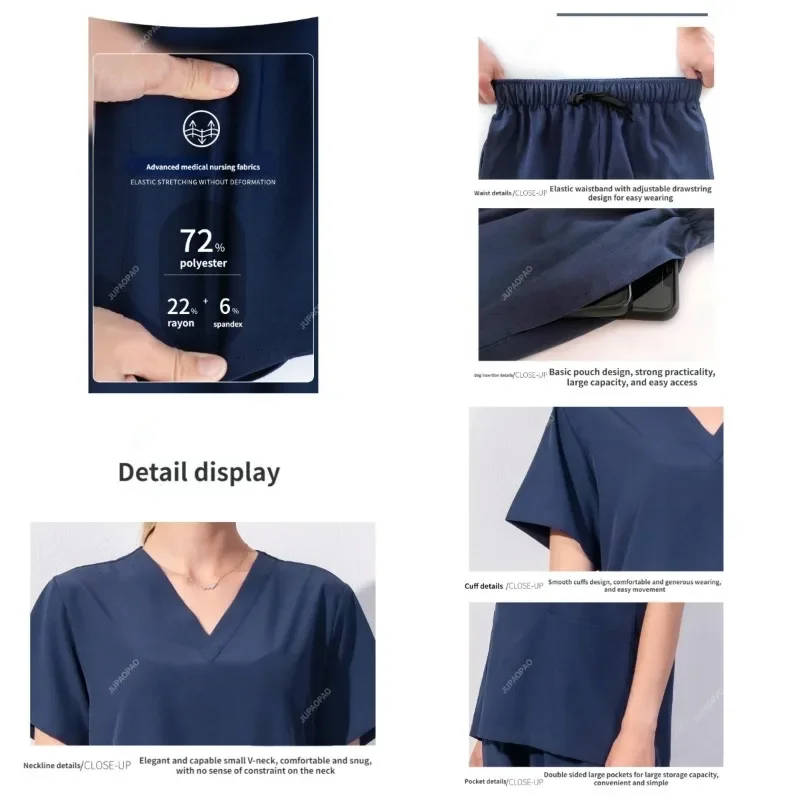 Anesthesiologist Surgical Gown Short Sleeve Scrub Men's V-neck Pharmacy Suit Dentist Hospital Doctor Nurse Work Clothes Unisex